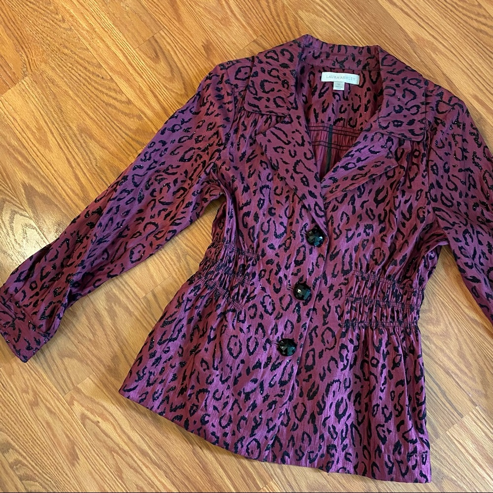 Vintage 90’s Y2K Leopard Print Burgundy Vintage Blazer Jacket Size M